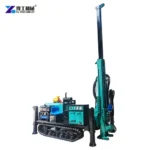 Core Drilling Machine For Mining Turquoise Hydraulic Core Drilling Rig With Crawler Tracks And Upright Mast