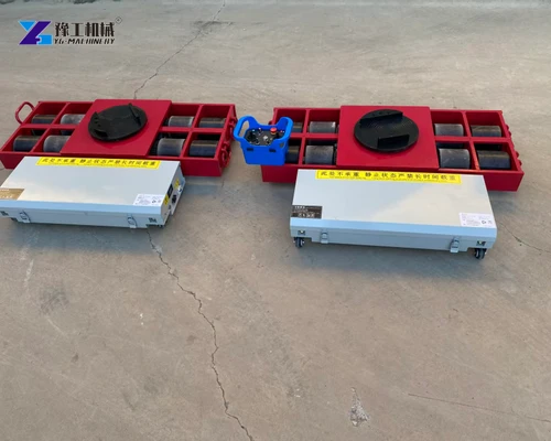 Two electric load moving skates with upper supports