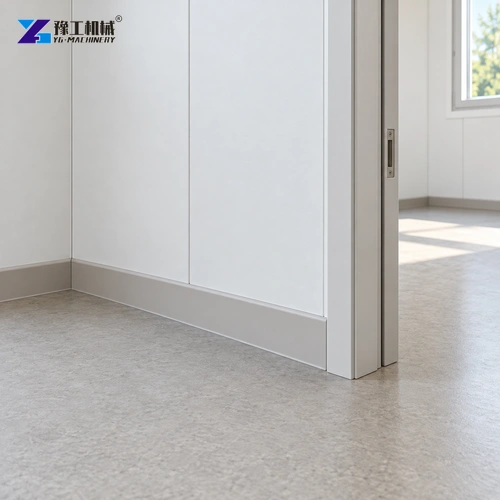 Wall and floor trim beside a modular room doorway