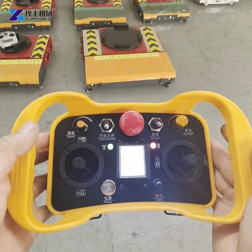 Industrial handset in front of moving skates