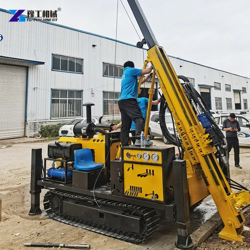 Crawler core drilling rig, side view