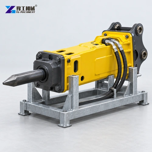 Small hydraulic breaker on cradle