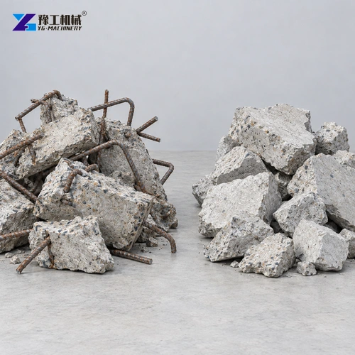 Concrete fragments with reinforcement