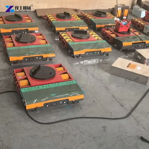 Powered machinery skates in a workshop