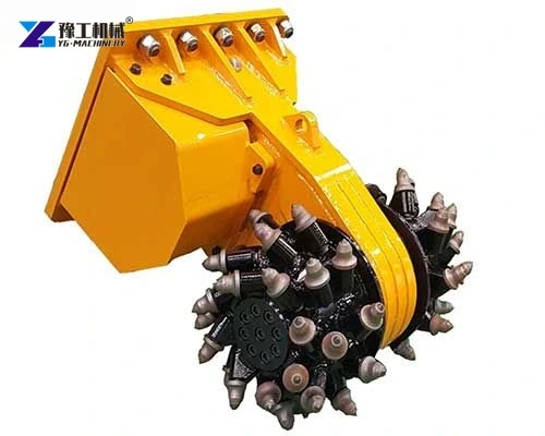 Excavator drum cutter mounting and picks
