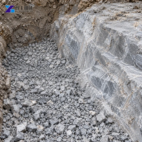 Milled rock on a foundation floor