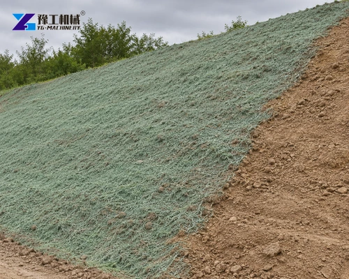 Fibrous mulch on graded soil